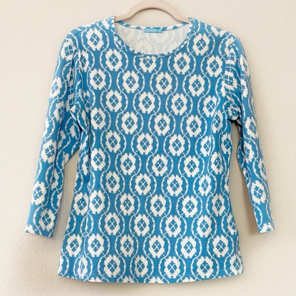 J. McLaughlin Signature Sinclair Crewneck Tee Shirt Catalina Cloth Blue Sz M - Picture 8 of 8